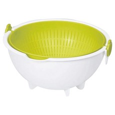 KOKUBO 小久保 旋轉瀝水籃綠色 單手翻轉輕鬆瀝水 籃子可180°C旋轉 Made in Japan, 綠色, 大(257 x 255 x 138mm), 1個