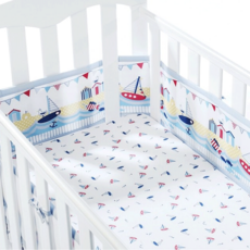 BreathableBaby 透氣嬰兒兩側床圍 Set 2片 100%聚酯纖維 148cm x 28cm 適用於初生至三歲, 海洋帆船