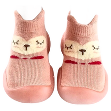 寬頭防滑透氣膠底學步鞋 - 高筒, 24~25(14.5cm), 愛心粉貓