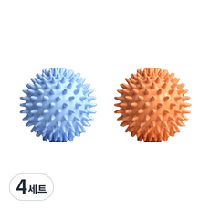 小而結實的按摩刺猬瑜伽球 2 件套, 4組, 藍色 + 橙色