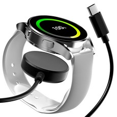 구스페리 삼성 갤럭시워치 호환 무선 충전기 C타입 충전케이블 충전독, 블랙, 1개