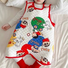 愛北鼻 背心式防踢被，柔軟親膚透氣，寶寶四季皆宜舒適睡眠, 100碼, 紅腳踏車小新