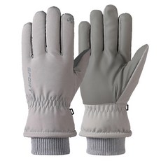 City Company 防寒防水智慧觸控刷毛滑雪手套, 灰色, 1個