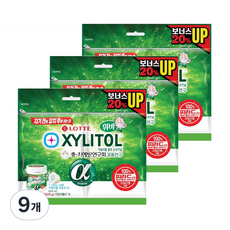 롯데자일리톨 알파 오리지날 껌 리필, 88g, 9개