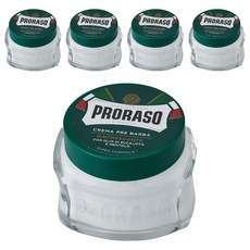 PRORASO 鬍前軟化膏 綠標 沁涼薄荷, 95%以上天然成分，100ml, 5罐