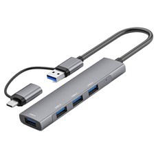 코시 4포트 파월 듀얼 커넥터 C타입 / A타입 3.0 USB 허브 UH2172CA, 그레이, 1개