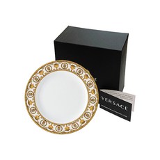 VERSACE I Love Baroque BIANCO 餐盤 27cm, 黑色 + 白色 + 金色, 1個