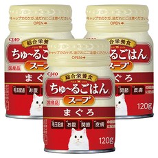 챠오츄르 이나바 고양이 CIAO 고항 캔스프 드링크, 참치, 120g, 3개