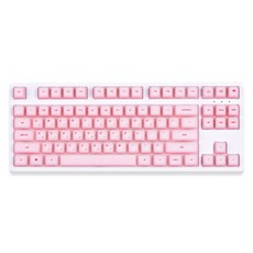 MONSTARGEAR 軟Q 113鍵 果凍布丁 韓文 Cherry 矽膠點綴 透明鍵帽, 鍵帽, 粉紅色