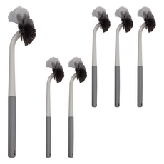 U-mop 3段軟硬毛貼壁馬桶刷, 43cm, 6支, 灰色 + 黑色