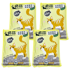 小屁貓 天然豌豆凝結貓砂 - 活性碳, 超瞬吸, 超凝結, 超低粉塵, 6L, 4袋