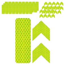 安全警告反光貼紙 長方形18入 + 箭頭18入 套組, 綠色