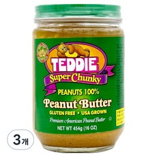테디 땅콩버터 슈퍼청키, 454g, 3개