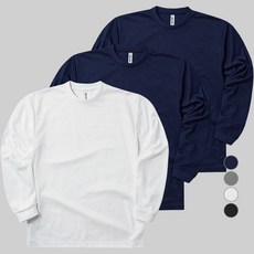 urbantee 男女通用運動機能快乾圓領長袖涼感T恤3件組, 白色 + 海軍藍 + 海軍藍
