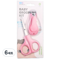 라니마켓 유아용 손톱깍이 롱 + 가위 세트, 핑크, 6세트