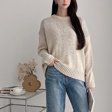 女款素色圓領長袖針織衫