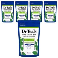 닥터틸즈 퓨어 엡섬솔트 소킹 솔루션 입욕제 유칼립투스 앤 스피아민트, 450g, 5개