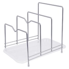 AHOYE 三格帶集水盤鍋蓋砧板架, 1個, 銀色