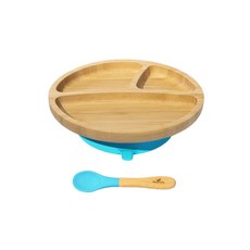 Avanchy 有機竹製吸盤式餐盤, 藍色, 1組