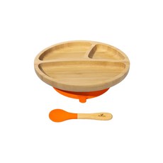 Avanchy 有機竹製吸盤式餐盤套裝組, 橙色, 1組