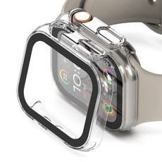 누아트 애플워치 풀커버 강화유리 하드케이스 2개입, 클리어, 클리어