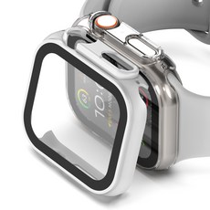 NUART 智慧型手錶不變色全覆蓋一體型硬保護殼 2入組, 白色+透明