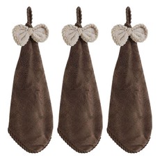 蝴蝶結擦手巾 74 43 x 18, 摩卡可可, 3條