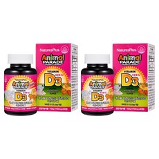 NaturesPlus 天然佳 Animal PARADE 孩童用Animal Parade維他命D3咀嚼錠, 60顆, 2個