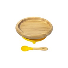 Avanchy 有機竹製吸盤式圓盤套裝組, 黃色, 1組