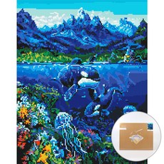아트조이 DIY 보석 십자수 캔버스형 50 x 40 cm, 해저탐험, 1세트