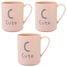 Mondspot 字母彩色手柄浴室漱口杯 YY57299, 粉紅色, 3個