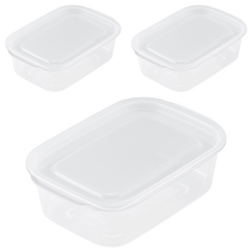 INOMATA 角型保鮮盒 1845 白色 600ml, 3個, 1組