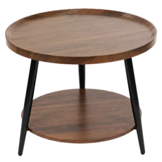 FAmILyLIFE 生活 木冶山居 Carmel雙層圓形茶几 60 x 48.5cm 6.3kg, 胡桃木