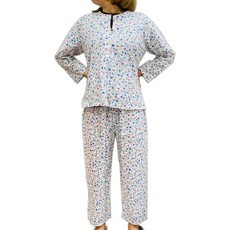 全加誼 全開扣女薄長袖 無領純棉居家睡衣套組, XL, 藍紫色