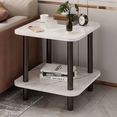 오브민 2단 협탁 사각 사이드테이블, 화이트마블