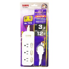 SAMPO 聲寶 3開3插電源延長線 3孔 EL-W33R12, 360cm, 1個