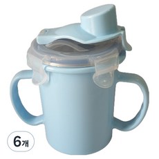 해피램 유아용 손잡이 위생 빨대컵, 블루, 6개, 260ml