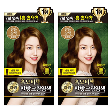 리엔 흑모비책 새치염색 크림, 밝은갈색, 2개