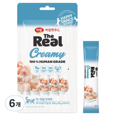 하림펫푸드 고양이 더리얼 크리미 짜먹는 간식, 혼합맛(대구/닭가슴살), 50g, 6개
