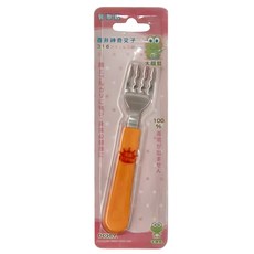 DOOBY 大眼蛙 316不鏽鋼幼兒學習叉子 橘色 1個, 1支, 幼兒叉子