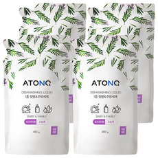 ATONO2 1級奶瓶&廚房洗潔精 補充包 迷迭香香氣, 480g, 4個