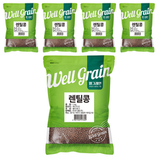 웰그레인 렌틸콩, 1kg, 5개