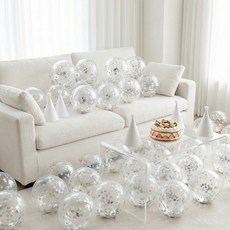 뷰라뷰 파티풍선 50p + 공기펌프 + 10m 리본 1롤, 23실버스팽글, 1세트