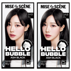 미쟝센 헬로 버블 염색제, 3AB애쉬블랙, 2개