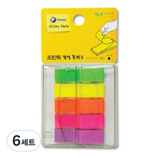 프린텍 팝업 플래그 디스펜서형 스티키노트 일체형, 6세트