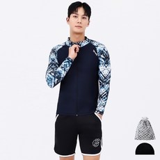 aquatica 男款防曬泳衣上衣 + 下身 + 彈性泳帽 + 防水袋套組 AQAMAO