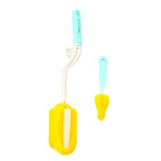 PUKU 企鵝 轉轉Q高密度海綿奶瓶刷組 360度旋轉握把 不含BPA, 藍色, 1組