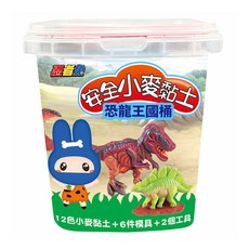 忍者兔安全小麥黏土恐龍王國桶，12色黏土+6個模具+2個工具，安全無毒，激發創造力, 7095-35, 333g, 1罐
