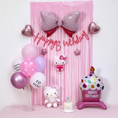 피앤비유니티 핑크 케익풍선 가랜드커튼 세트, 03 핑크헬로키티, 1세트