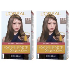 로레알파리 엑셀랑스 파리지앵 시크 라이트닝 톤업 염모제, 7.35호 샌드베이지, 2개